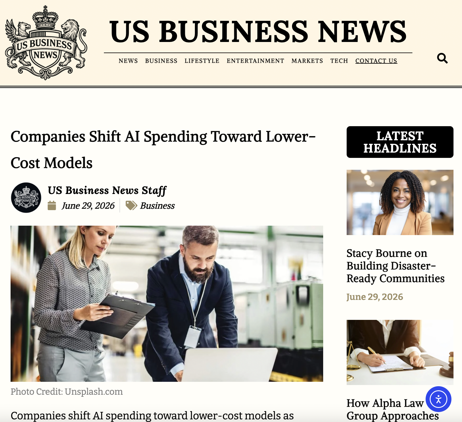 US Business News — Companies Shift AI Spending to Lower-Cost Models