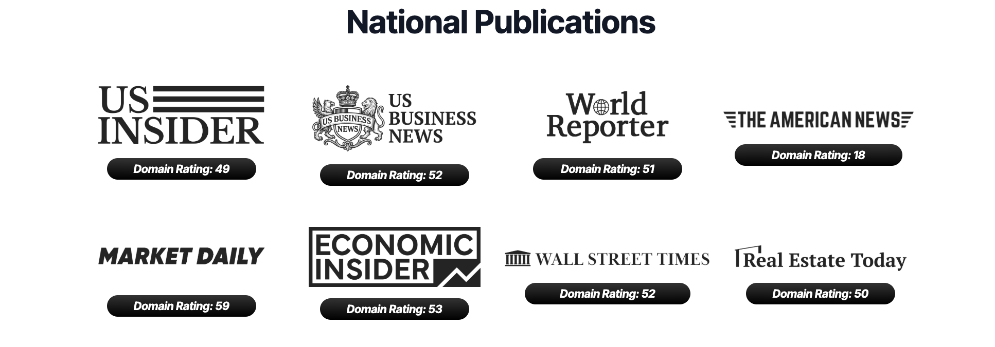 National publications with domain ratings