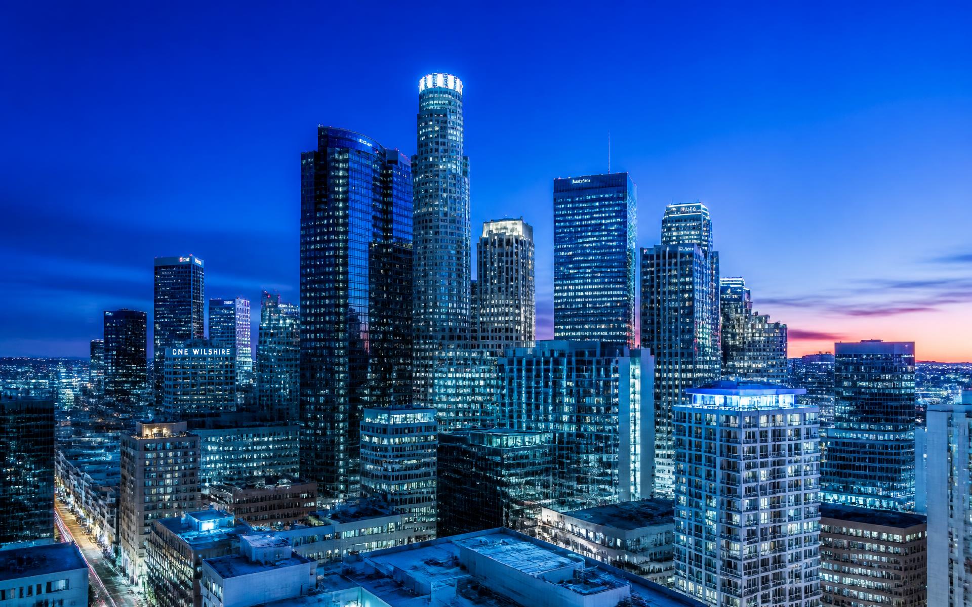 Los Angeles downtown skyline at blue hour
